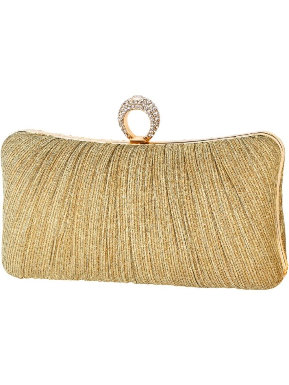 Elegant Golden Glitter Clutch Purse | Pleated Evening Bag for Weddings & Parties